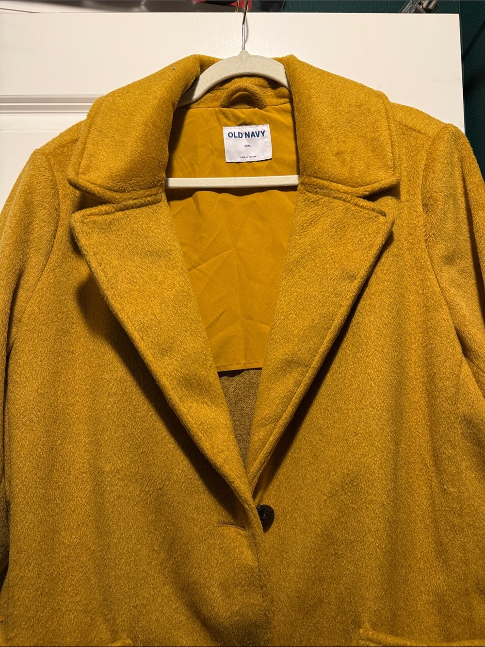 Old Navy Women's Mustard Yellow Wool-Blend Single-Breasted Coat - Picture 4 of 6